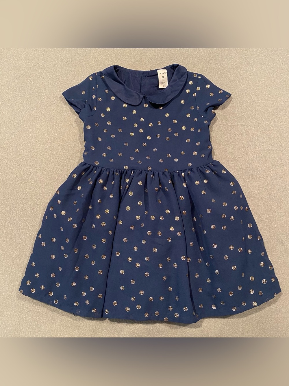 Carter's Toddler Girls' Blue/Gold Tutu Dress Peter Pan Collar 3T